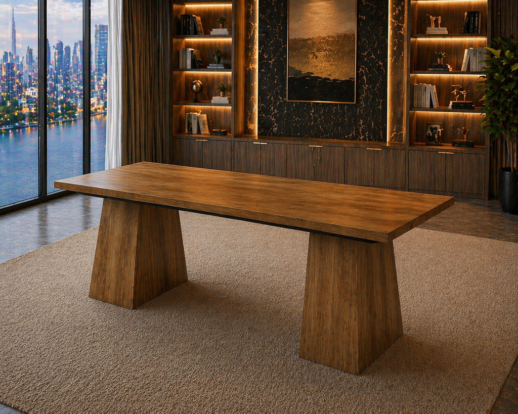 63” Executive Desk with Power Outlets & Storage + Ergonomic Wide Office Chair (Oak/Cognac)-3