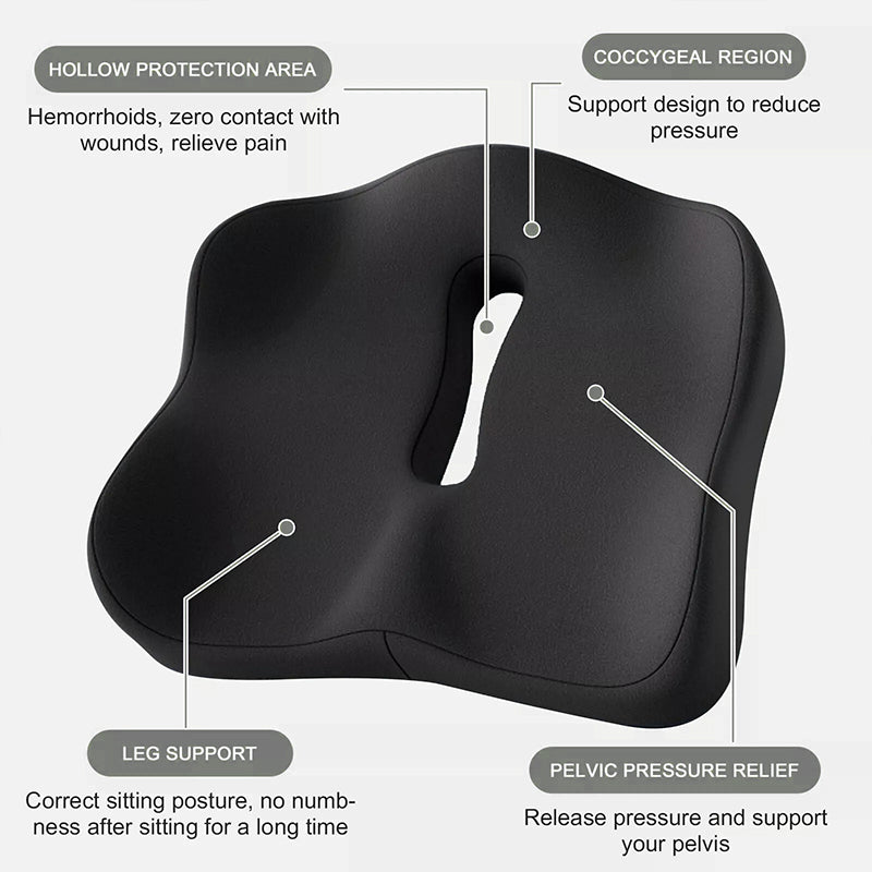 Memory Foam Car Seat Cushion with Coccyx & Lumbar Support — Universal Fit