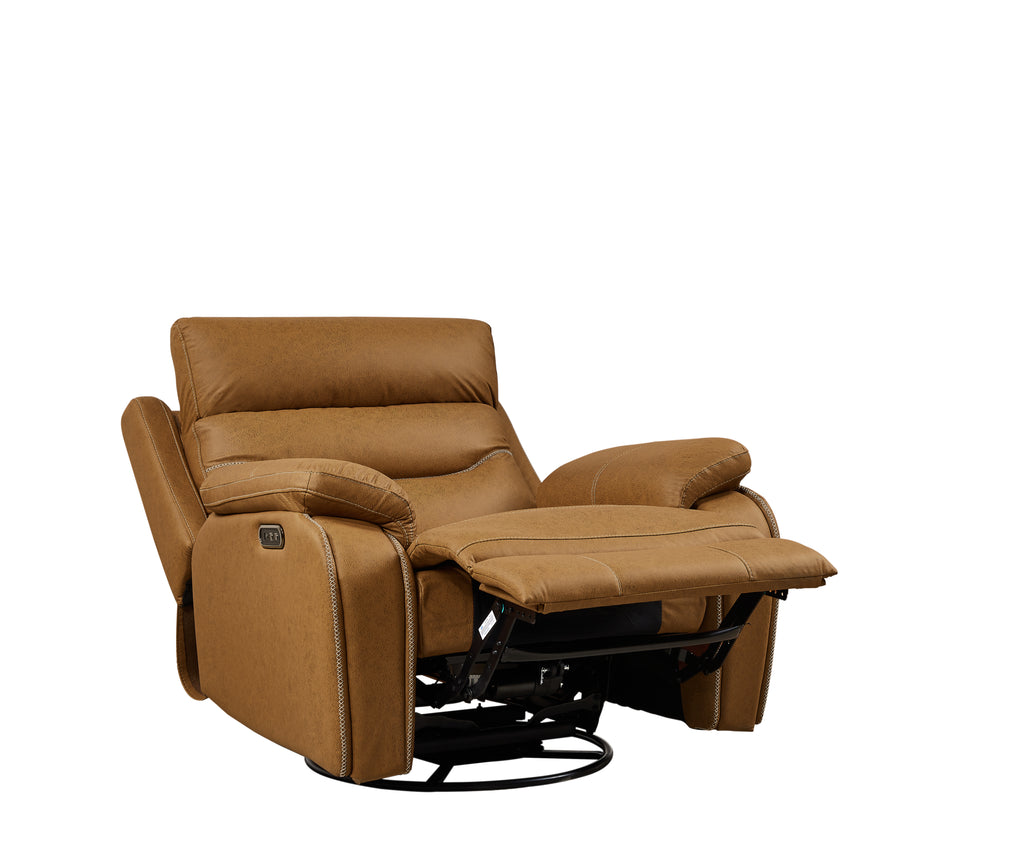 Power Rocker Recliner with 240° Swivel — Yellow/Brown Infinite Position for Living Room