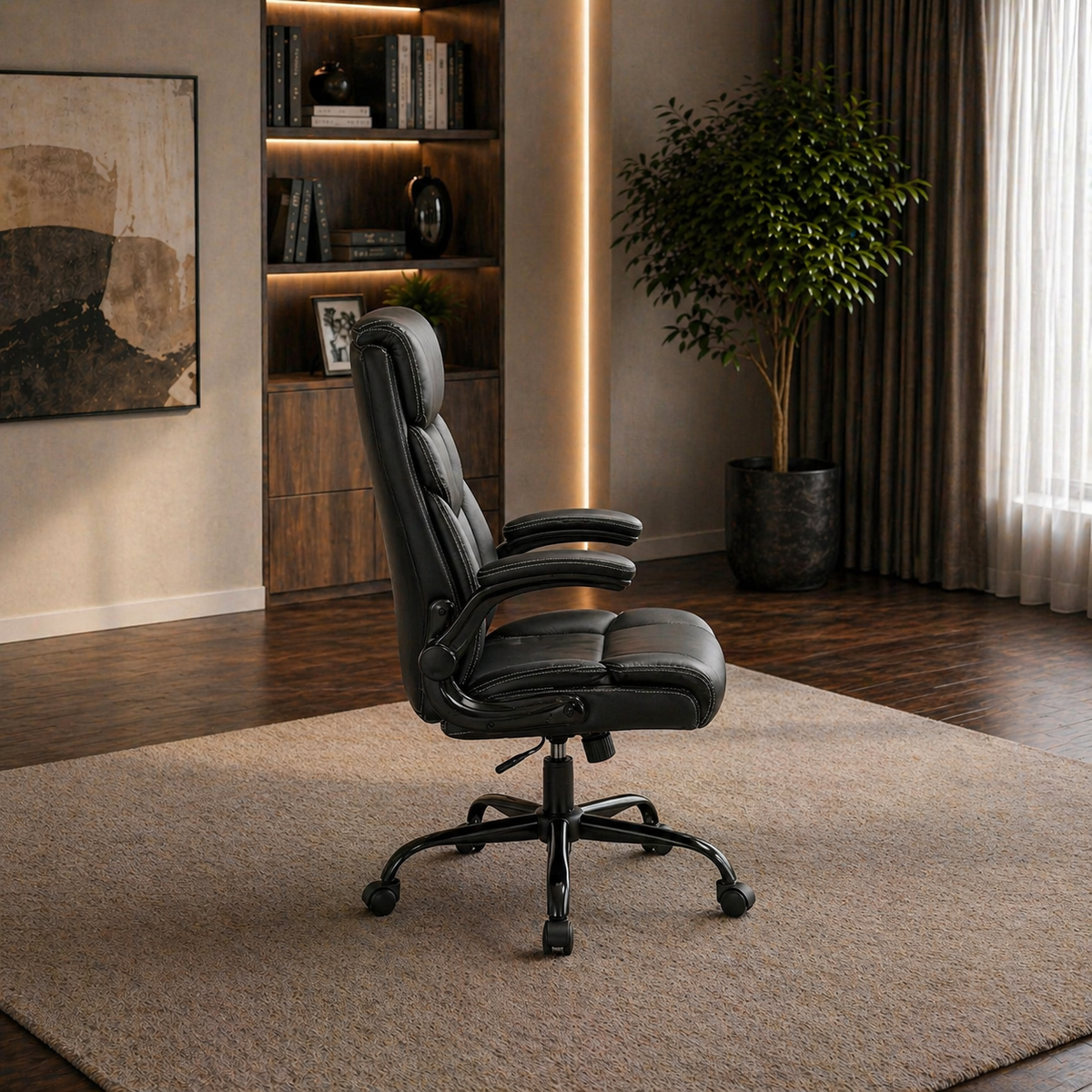 70.8" Double Workstation Desk & Ergonomic Executive Office Chair Set, Rustic Oak-4