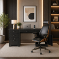 ShipItFurniture 59" Executive Office Desk & Ergonomic Chair Set with Lockable Drawers Black-0