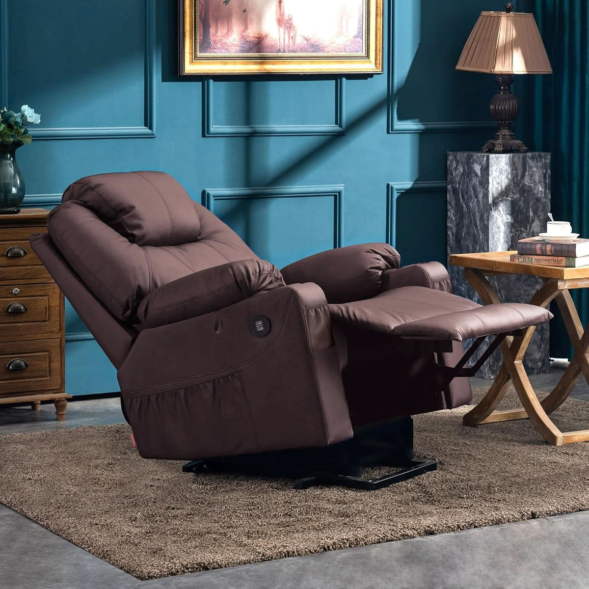 Electric Power Lift Recliner Chair Brown With Massage-1