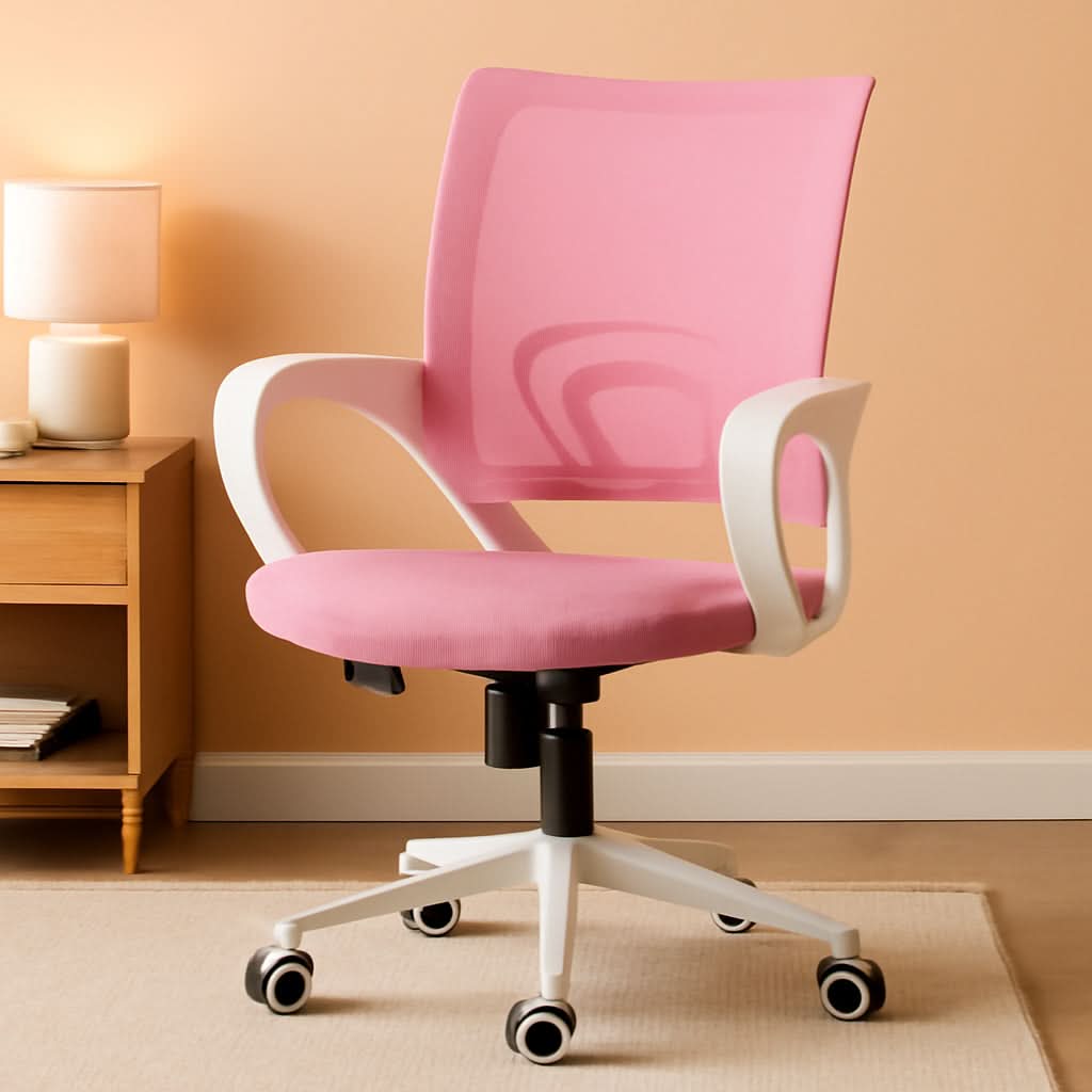 Ergonomic Pink Office Chair With Lumbar Support Mesh-0