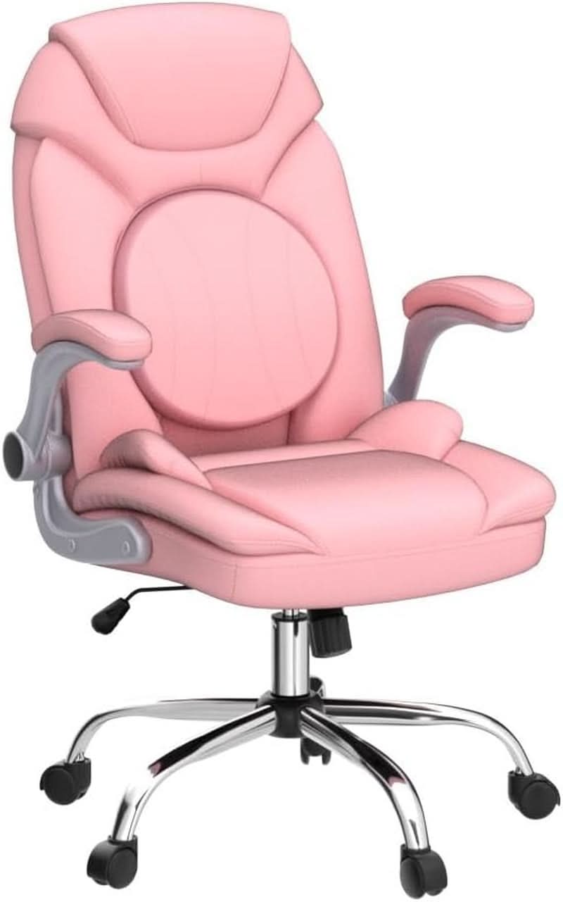 Pink Ergonomic Office Chair With Adjustable Lumbar Support-4