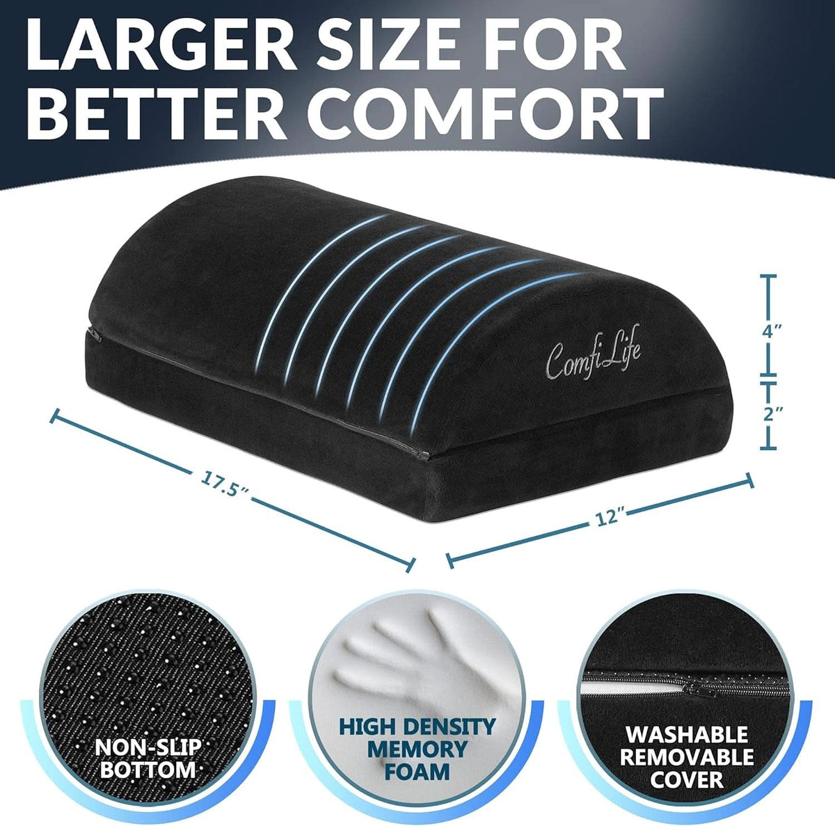Ergonomic Under Desk Foot Rest Memory Foam Black Adjustable-3