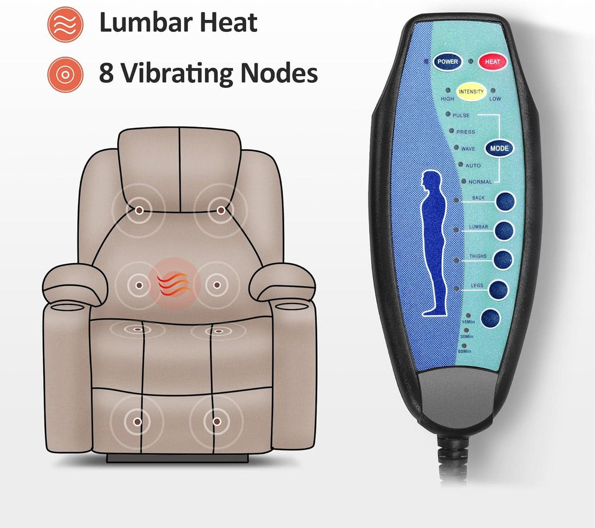 Electric Power Lift Recliner Chair Brown With Massage-4