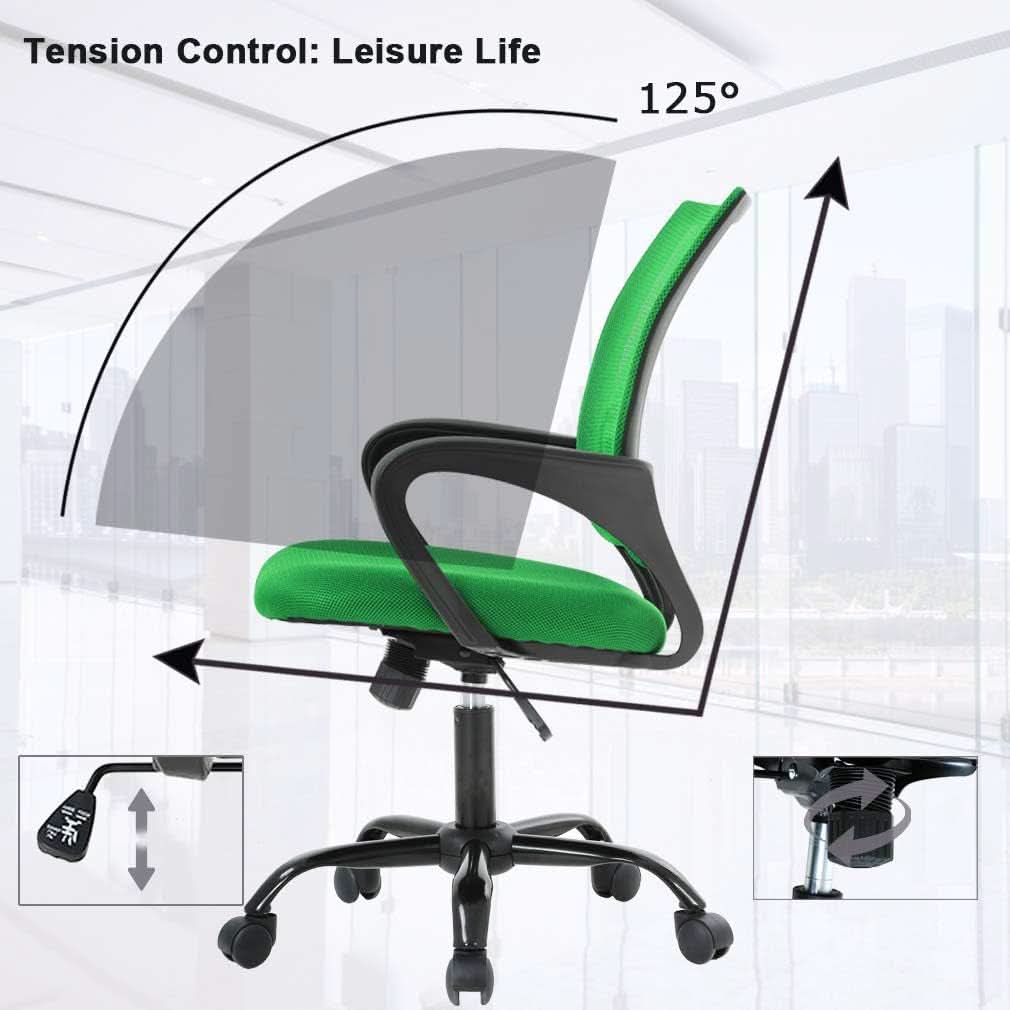 Green Ergonomic Mesh Office Chair With Lumbar Support-3