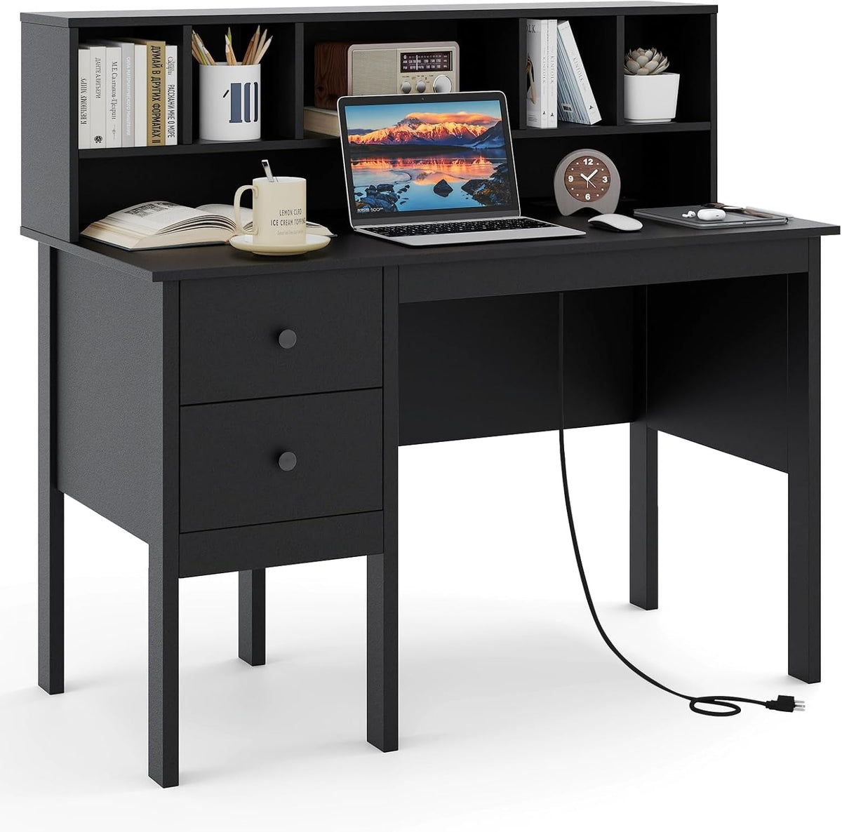 Black Forty Eight Inch Ergonomic Commercial Grade Desk Work station-0