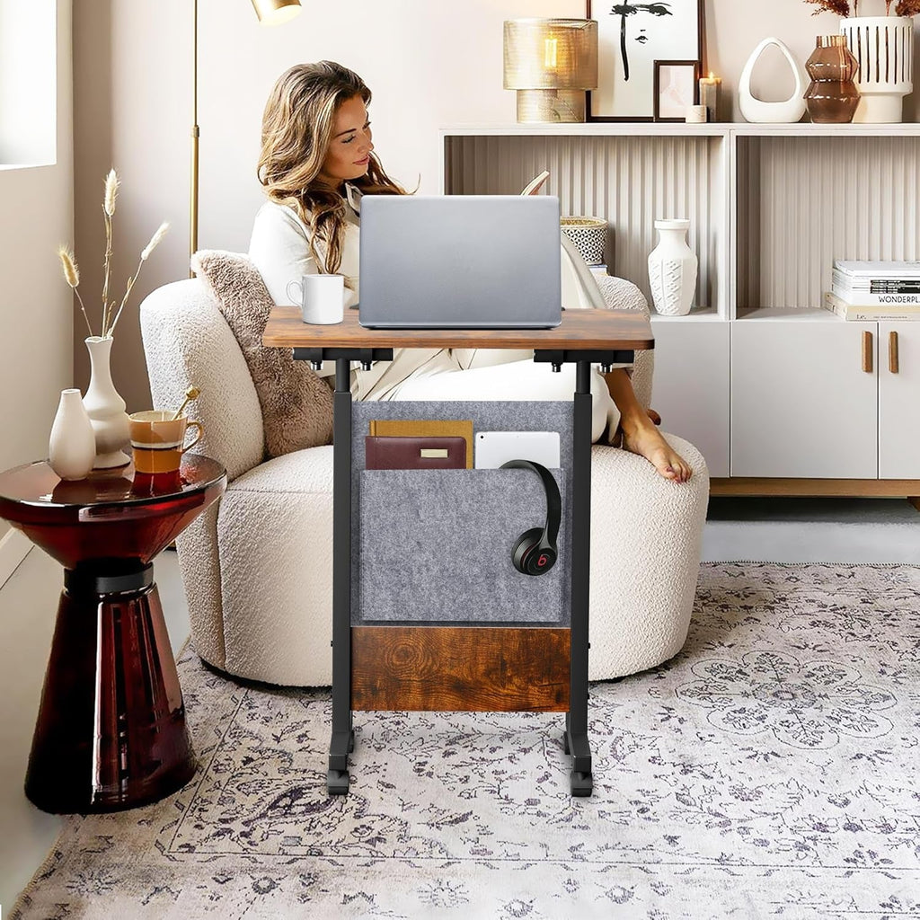 16x24" Brown Rolling Standing Desk with Locking Casters