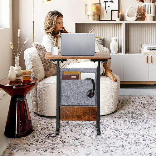 16x24" Brown Rolling Standing Desk with Locking Casters