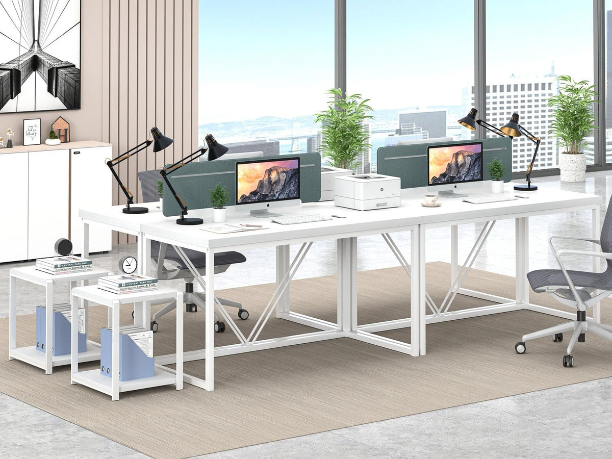 White 47 Inch Computer Desk Ergonomic Modern Office-4