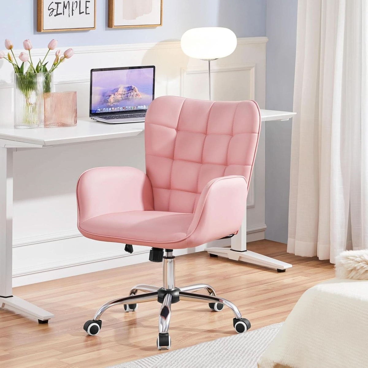 Pink Ergonomic Office Chair With Adjustable Height-1
