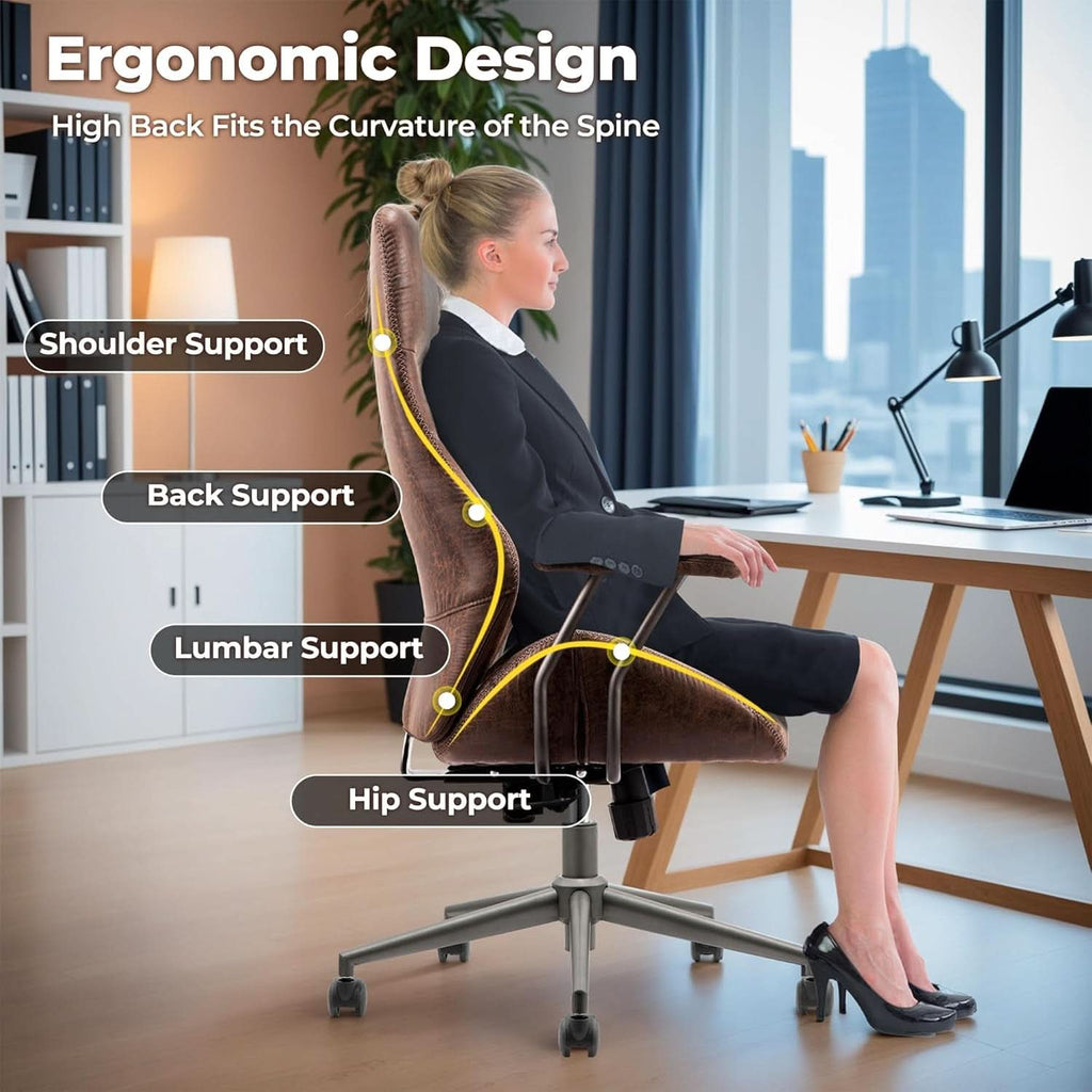 Ergonomic Office Chair High Back Dark Coffee Executive-3