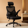 Black Ergonomic Office Chair With Adjustable Headrest And Flip Up Armrests-0
