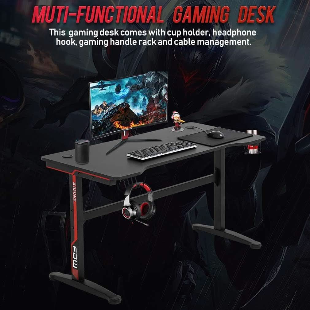 Extra Large Ergonomic Gaming Desk with Cup Holder-2