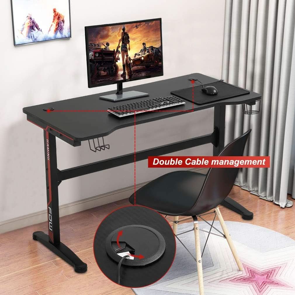 Extra Large Ergonomic Gaming Desk with Cup Holder-3