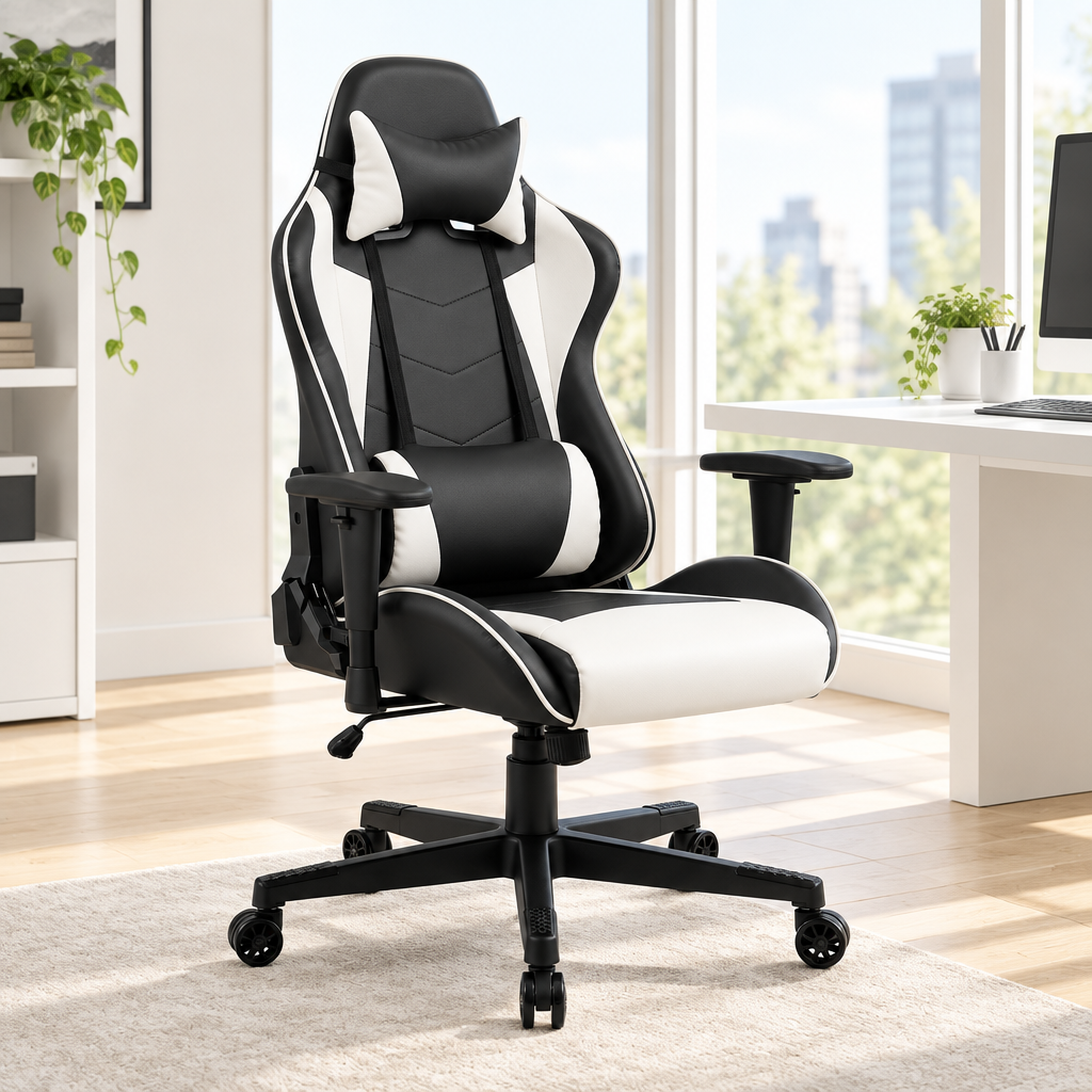 Hero: gaming chair in a bright modern home office