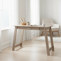 Taupe computer desk in a Scandinavian-style home office