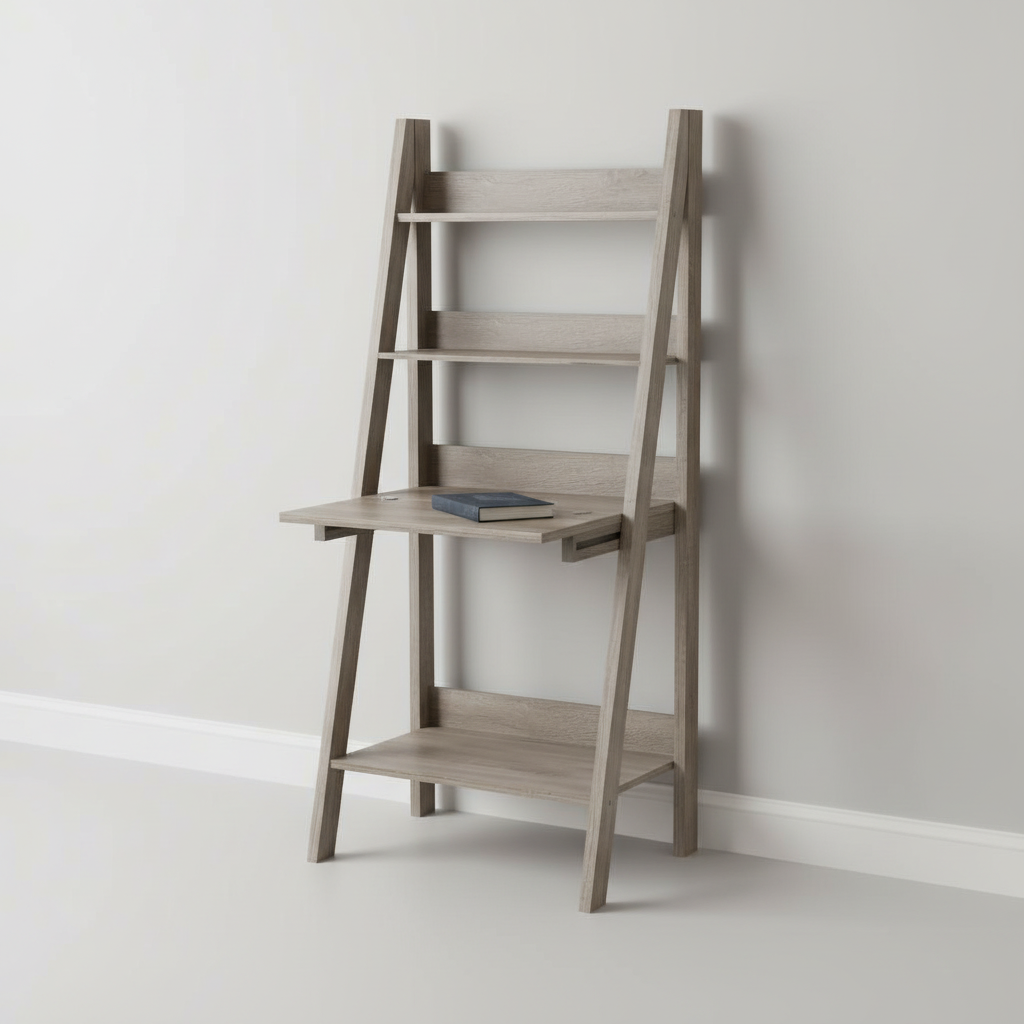 Taupe wood ladder desk studio photo