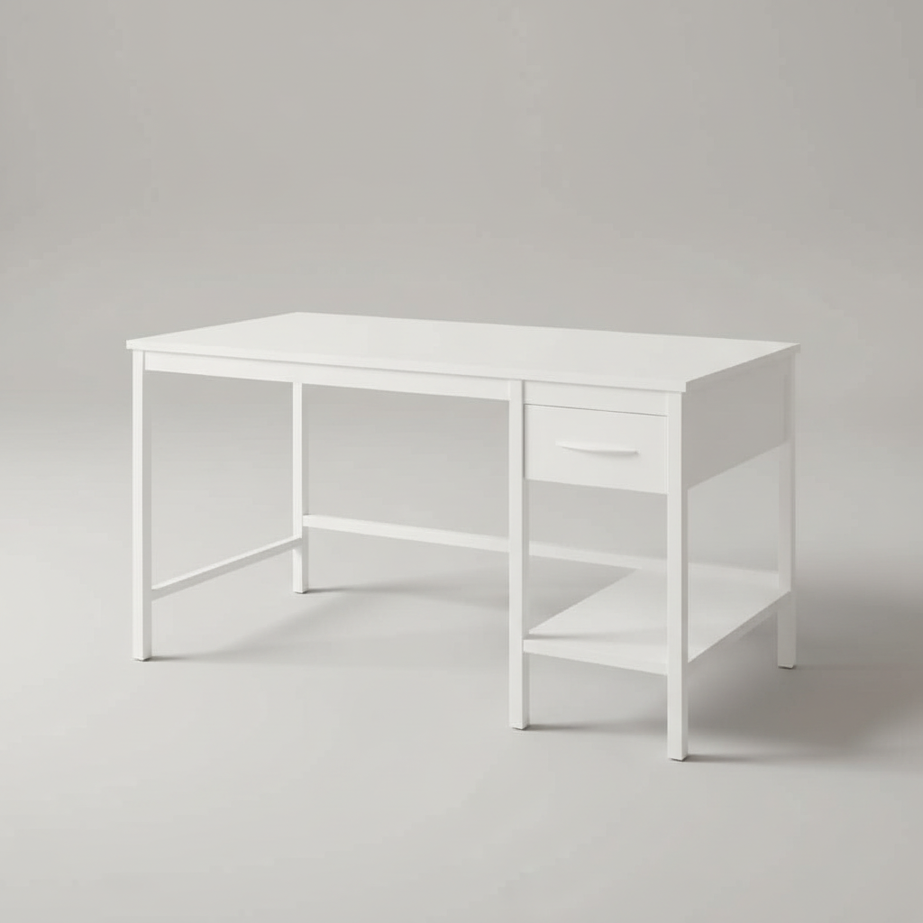 White executive desk studio photo