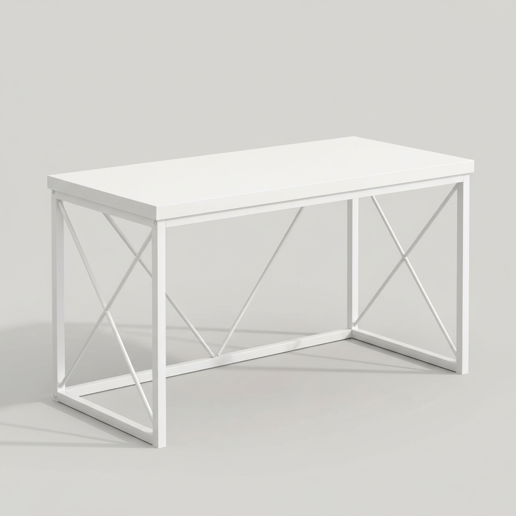 White modern computer desk studio photo