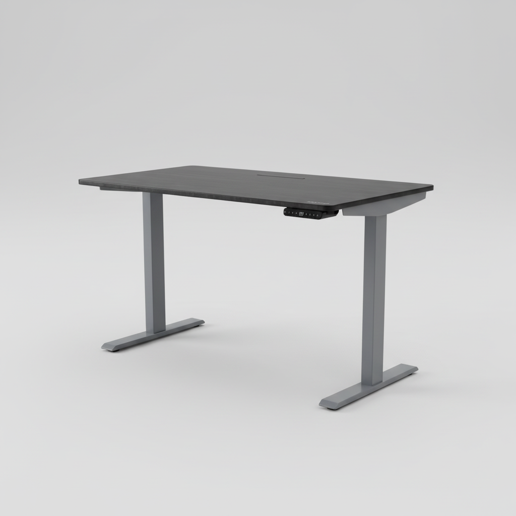 Black and gray adjustable standing desk studio photo