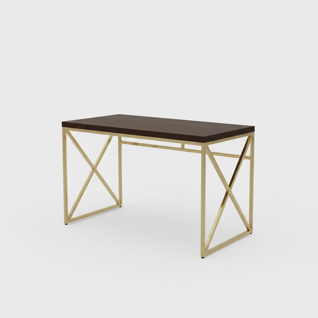 Espresso and gold writing desk studio photo