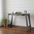 Gray computer desk in a farmhouse-style home office