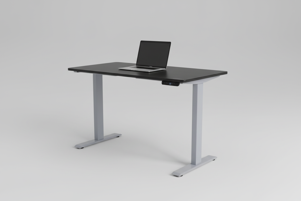 48 inch black and gray adjustable computer desk studio photo