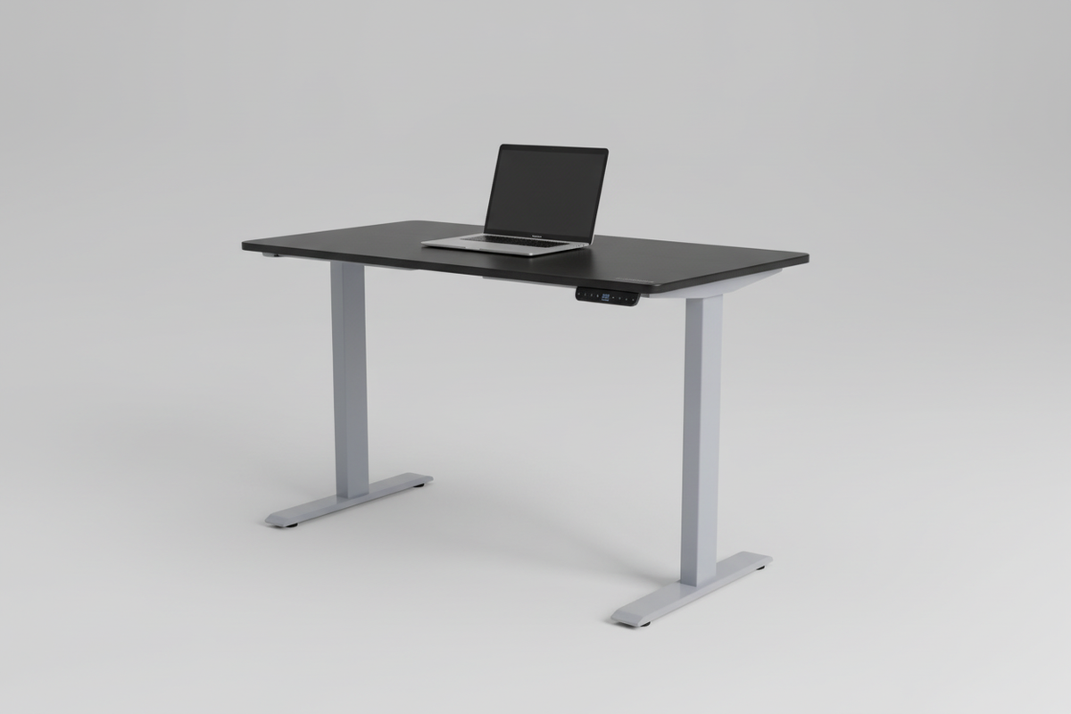 48 inch black and gray adjustable computer desk studio photo