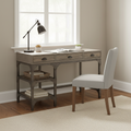 Natural and gray writing desk with 3 drawers in a home office