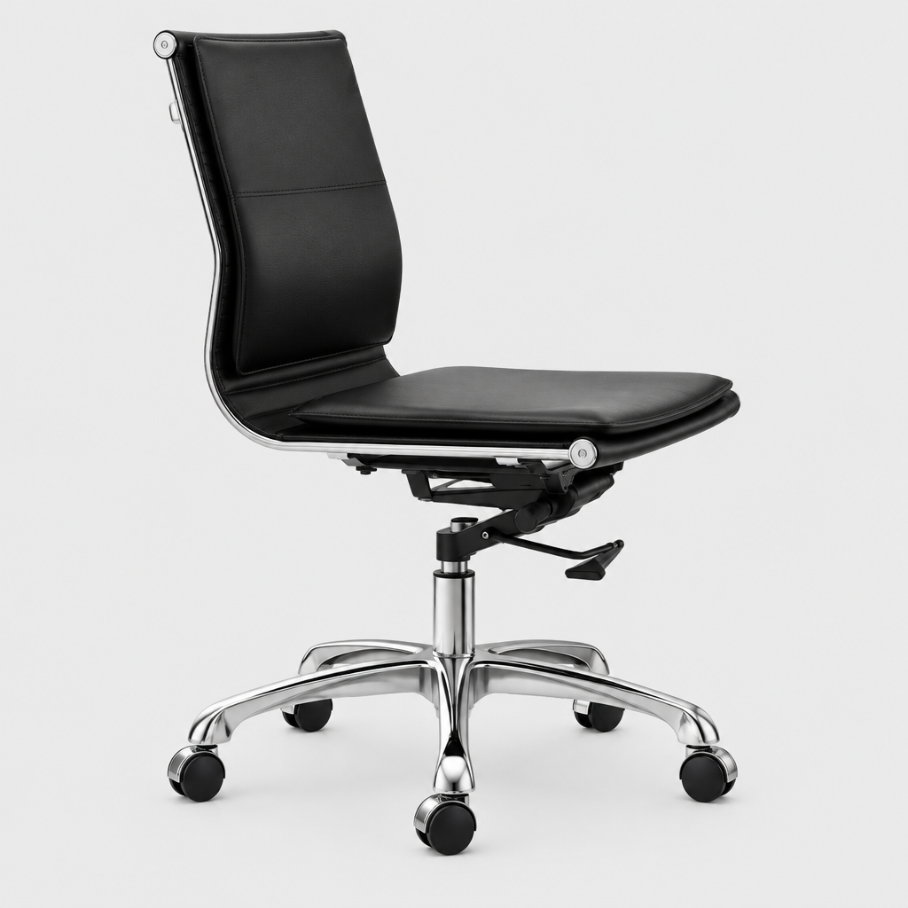Black and silver faux leather executive office chair studio photo