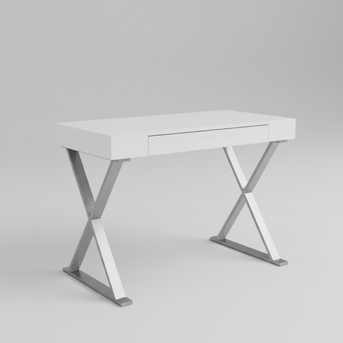 White and silver writing desk studio photo