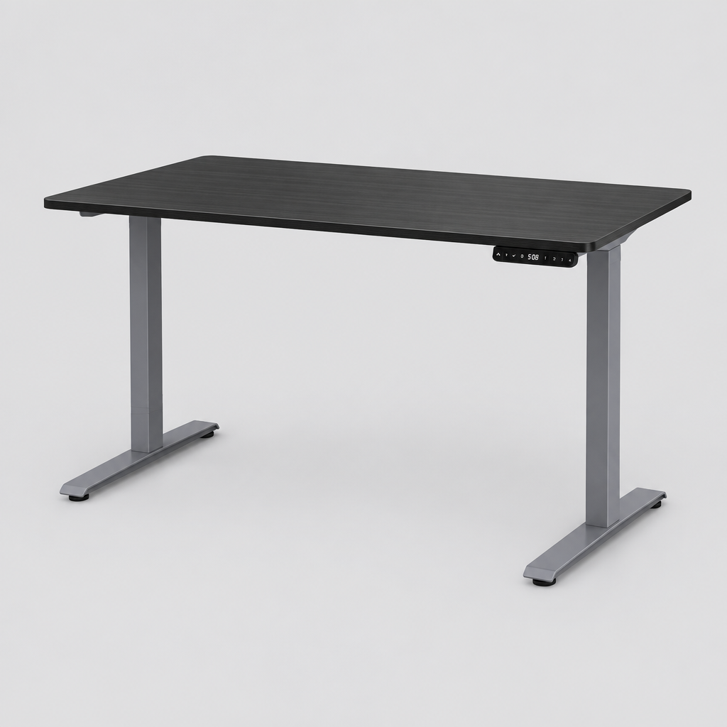 Black and gray adjustable standing desk studio photo