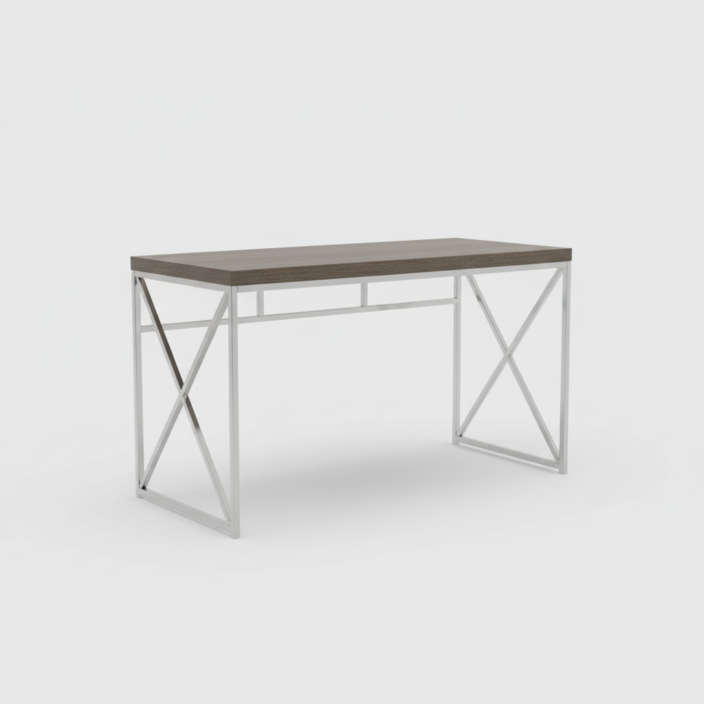 Taupe and silver computer desk studio photo
