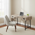 Taupe and black computer desk in a home office