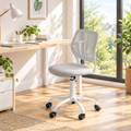 Gray and white minimalist office chair in a sunny home office