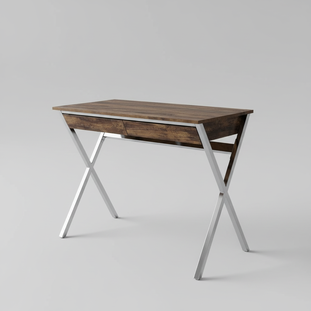 Brown and silver writing desk studio photo
