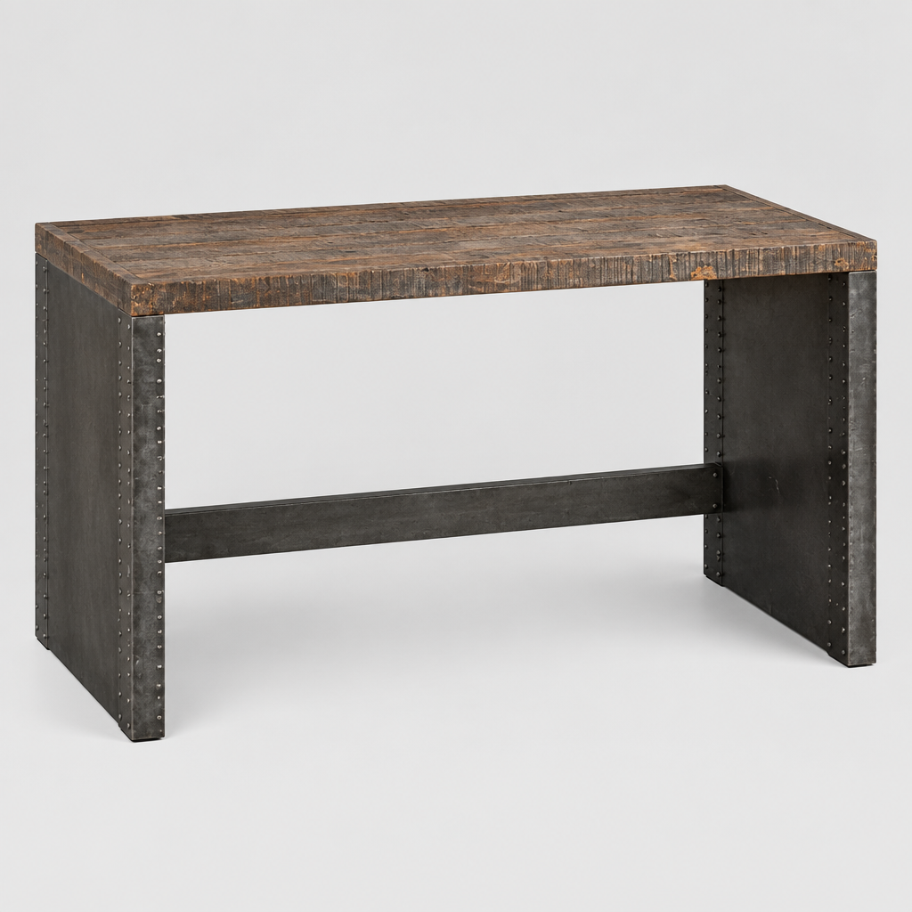 Dark brown and gray writing desk studio photo