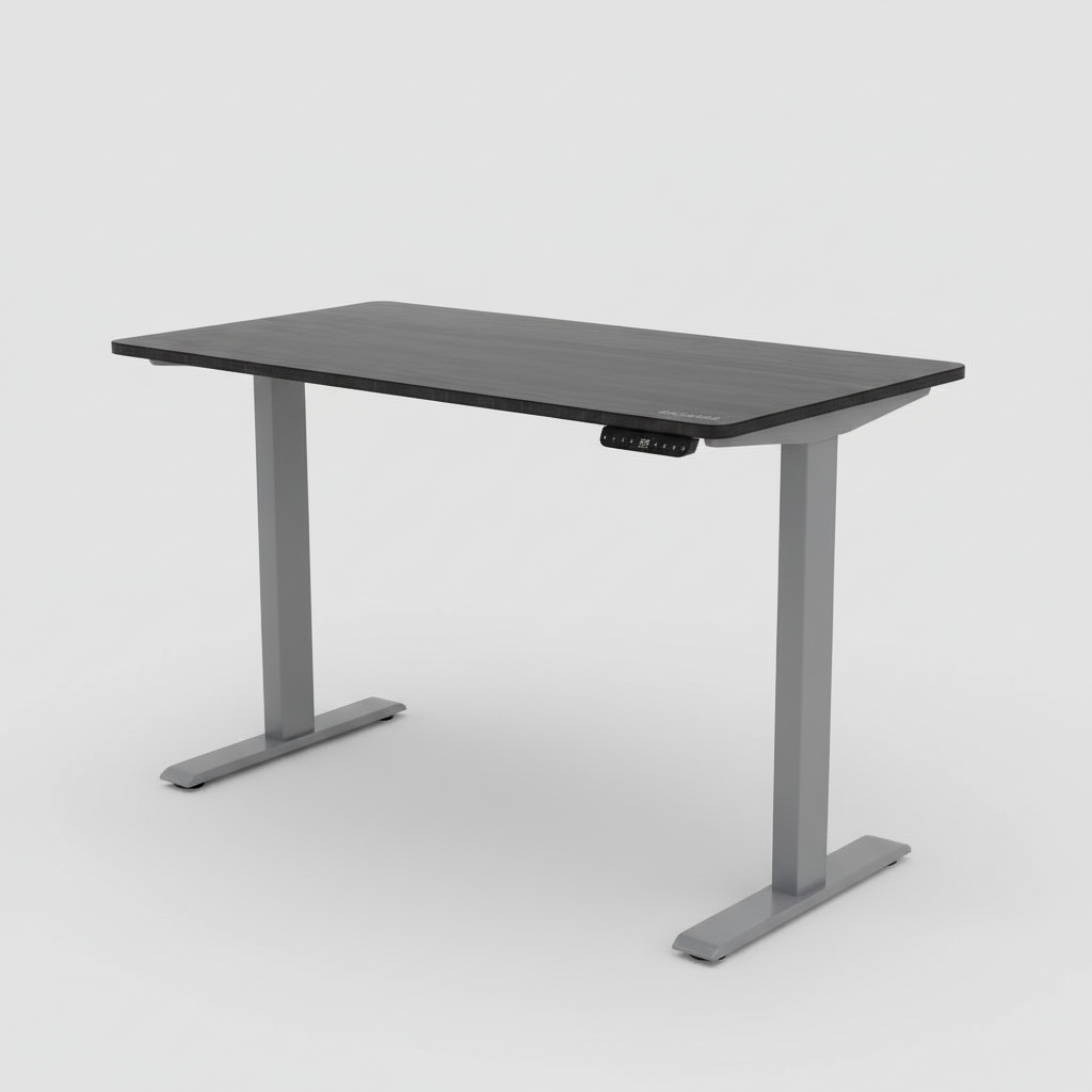 Black and gray adjustable standing desk studio photo