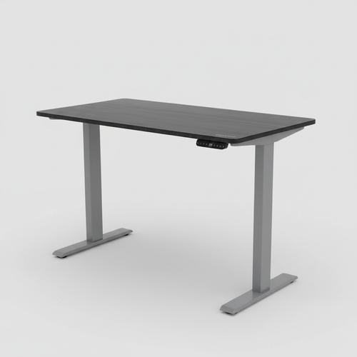 Black and gray adjustable standing desk studio photo