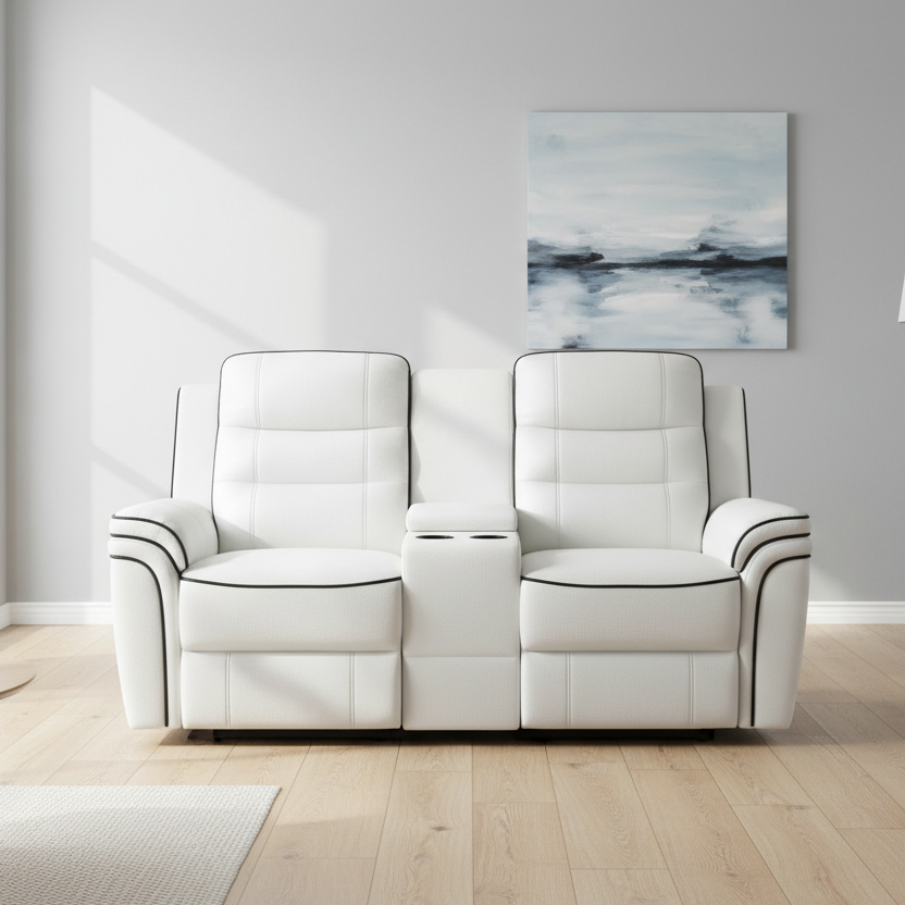 White Recliner Sofa Set — Bright Modern Room